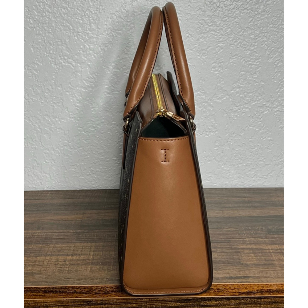 Michael Kors Arden Medium Brown Satchel with Gold Hardware & Star Pattern - Picture 6 of 13